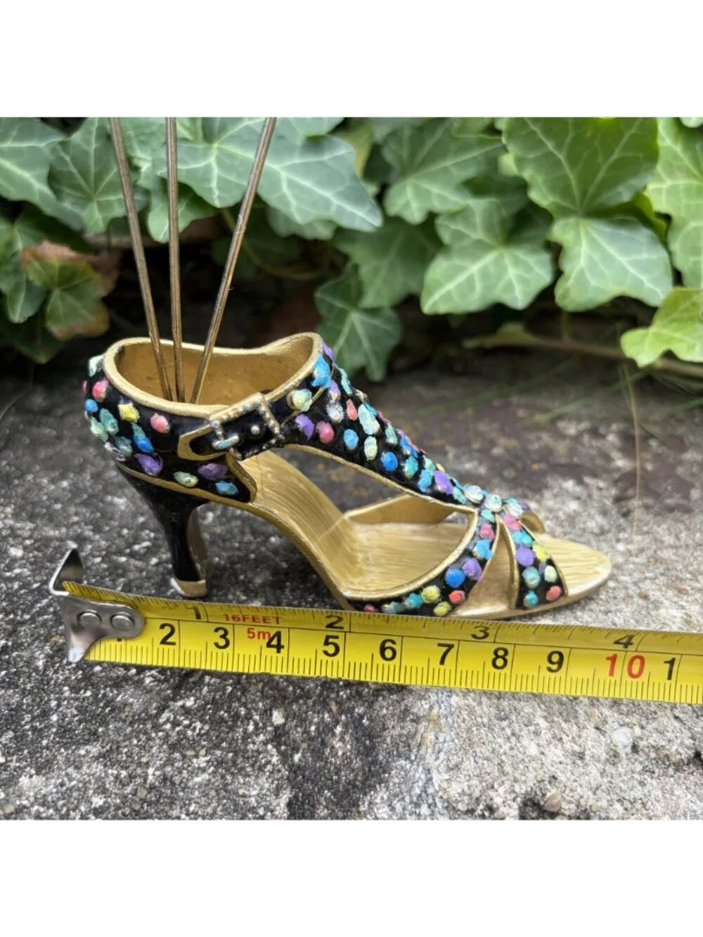 Colorful High Heel Shoe Figurine Rhinestones Spiral Wire Photo Holders 5
